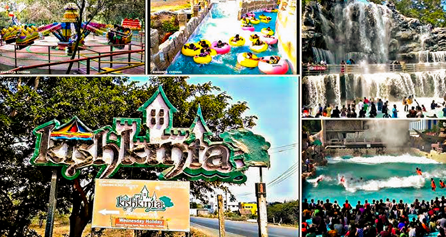 Enjoy exciting rides, water slides, and live shows at Kishkinta, the best family theme park in Chennai